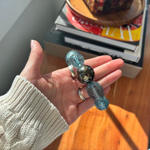 Blue and Silver Beaded Bracelet - Picture 5 of 8